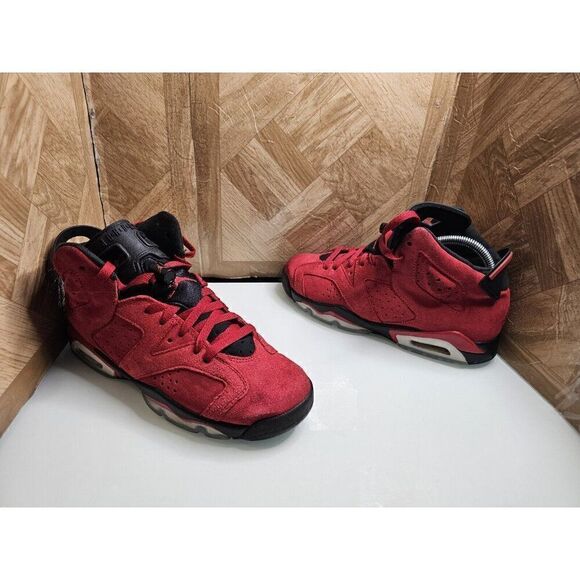 Jordan Women's 6 Retro Toro Bravo Red Shoe Size 8.5 GS 7Y 641 - Picture 1 of 11
